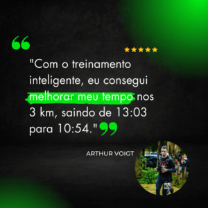 Com o treinamento inteligente, eu consegui melhorar meu tempo nos 3 km, saindo de 1303 para 1054.