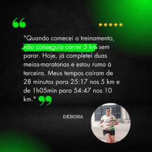 Com o treinamento inteligente, eu consegui melhorar meu tempo nos 3 km, saindo de 1303 para 1054. (1)